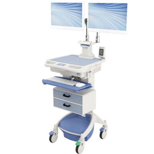 Estação de trabalho informática médico-hospitalar - AccessPoint™ Dual - Touchpoint Medical - sem ventilação / de altura regulável / com rodas