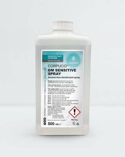 Desinfetante para mobiliário hospitalar - CORPUCID® DM Sensitive - IVN Nettetal & Unigema - para pisos e outras superfícies / líquido / 500 ml