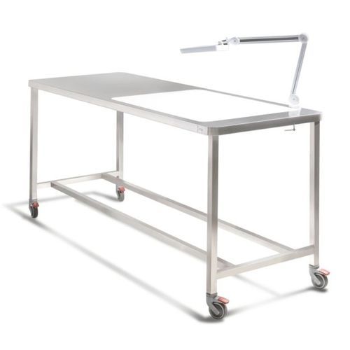 Mesa de inspeção de roupa - LI & FT - Palakkad Surgical Industries - retangular / com rodízios / dobrável