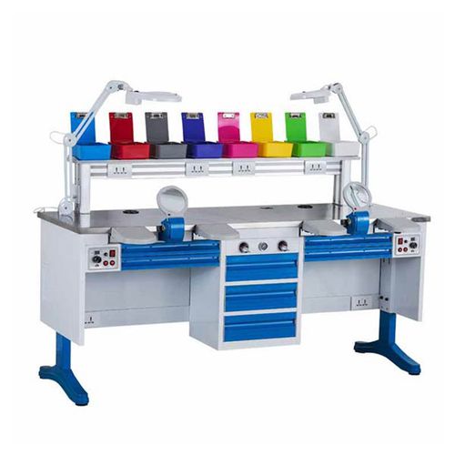 Estação de trabalho para laboratório dentário com iluminação - JT-56 - Tangshan UMG Medical Instrument - com prateleiras / dupla / automática