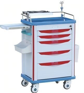 Carrinho de emergência - FY-ET009H - Jiangsu Fuyou Medical - em aço inoxidável / em material plástico / com bandejas