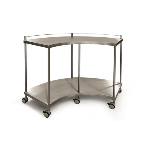 Mesa semicircular - Q.FT.102 series - Nisan Medikal San. ve Tic. Ltd. Sti. - com rodízios / em aço inoxidável