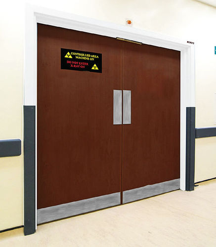 Porta de proteção radiológica - Woodmans Meditech - com blindagem / para hospital / de correr