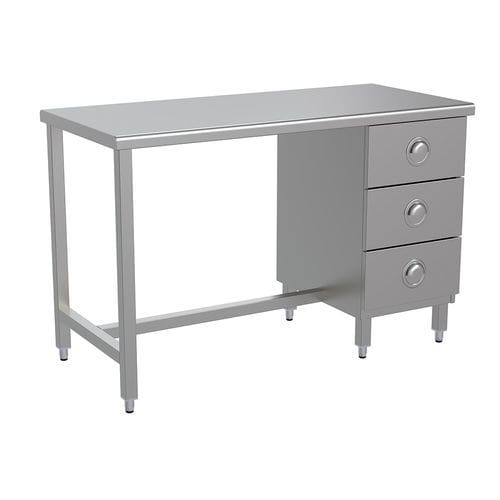 Mesa de trabalho - SWT131 - Proxenon - retangular / em aço inoxidável / com gavetas
