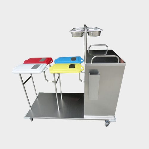 Carrinho para roupa para lavanderia - Rinox S.r.l. - com recipiente / 4 bolsas / de plástico