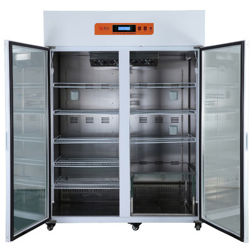 Refrigerador de laboratório - GYCX-890 - Xiamen Guoyi Scientific Instrument - vertical / com 2 portas / com porta de vidro