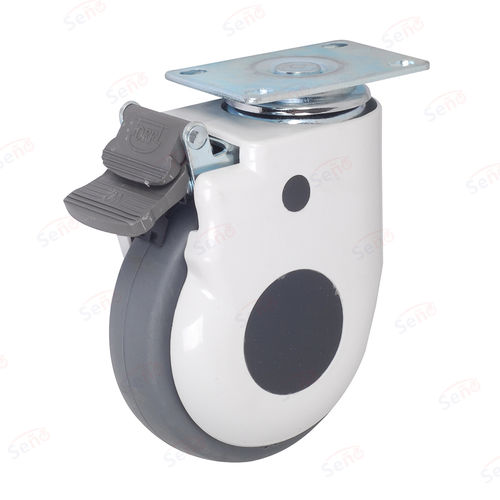 Roda para cama hospitalar - HB01-01D-100TPR-G - Zhongshan Seño Casters and Wheels Man Co.,Ltd - em polipropileno / com freio / giratória
