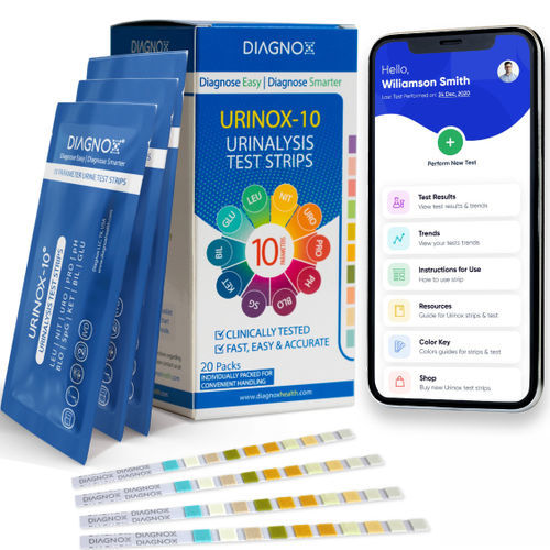 Tira de teste de cetose - Urinox-10   - Diagnox Health - para doenças renais / de perfil urinário / para doenças hepáticas
