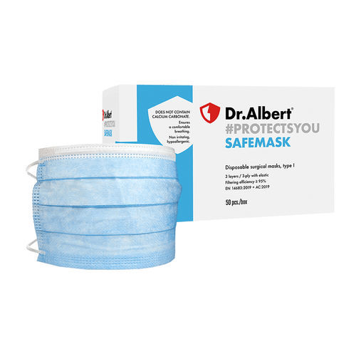Máscara cirúrgica de tipo I - Dr.Albert® - Techtex Ltd Romania - em polipropileno / sem fibra de vidro / para adulto