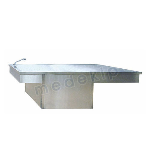 Mesa de necropsia para medicina legal - MED 1675 - 1676 - Medekip Medical - fixa / retangular / em aço inoxidável