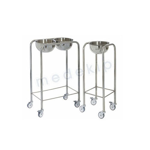 Suporte de cuba para assepsia de duas cubas - MED 2091 - 2096 - Medekip Medical - com rodízios / em aço inoxidável