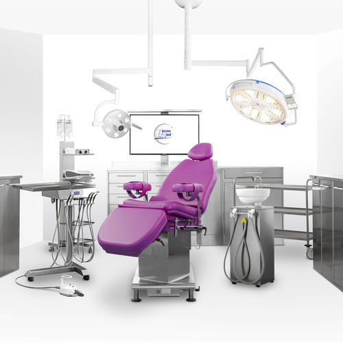 Conjunto odontológico com apoio de cabeça regulável - HANDY SURGERY / INOX LINE - Tecnomed Italia - com sistema de higienização / com mesa de equipo / com luz LED