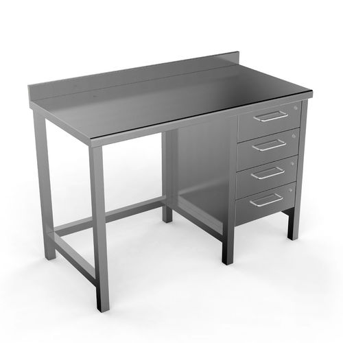 Mesa de trabalho - MWT-104 - PALOMA - retangular / em aço inoxidável / com gavetas