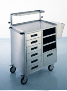 Carrinho de anestesia - 99CF015 - VINCAL - para sala de cirurgia / em aço inoxidável / com gavetas
