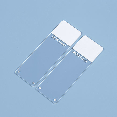 Lâmina de microscópio adesiva - HDAS001 series - Jiangsu Huida Medical Instruments - com extremidade colorida / com carga positiva