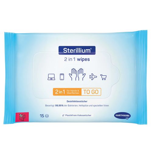Lenços umedecidos para higienização das mãos - Sterillium® - BODE Chemie - emb. 15 unidades