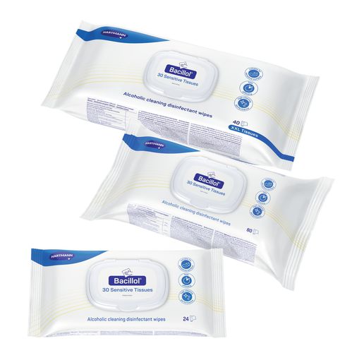 Lenços umedecidos para pisos e outras superfícies - Bacillol® 30 Sensitive Tissues - BODE Chemie - emb. 40 unidades / emb. 80 unidades / emb. 24 unidades