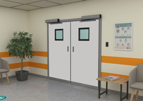 Porta para hospital - Medmark Technology - de correr / de abrir / em aço inoxidável