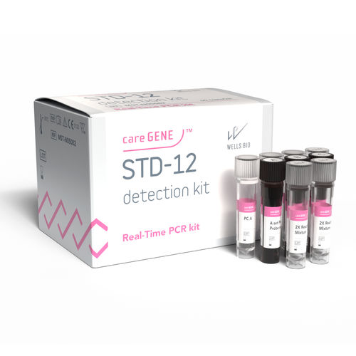 Kit de teste para doenças sexualmente transmissíveis - careGENE&trade; STD-12 - WELLS BIO - de vírus do herpes simples / de Chlamydia trachomatis / de Treponema pallidum