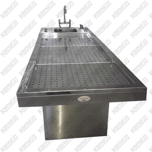 Mesa de lavagem de cadáveres - Mortuaryequipment.net - retangular / com pia / em aço inoxidável