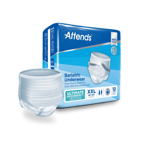 Fralda para adulto - AU series - Attends - respirável / com elástico / caixa de 12 unid.