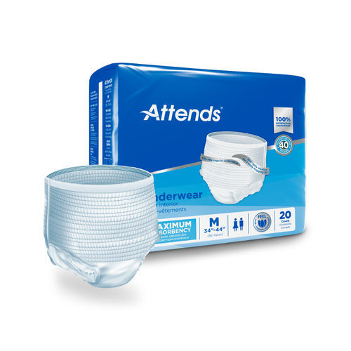 Fralda para adulto - AP07 series - Attends - respirável / com elástico / caixa de 20 unid.