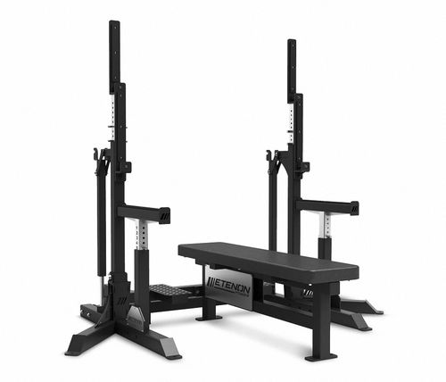Banco de musculação plano - PL109 - Etenon Fitness - com suporte de halteres