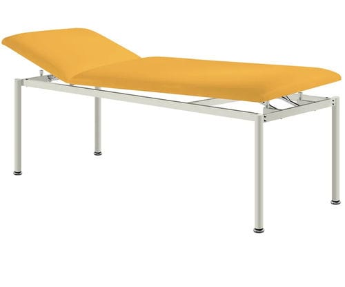 Mesa de exame manual - RONDO-MED Siesta - SIMPEX - com encosto regulável / articulada em 2 seções / azul