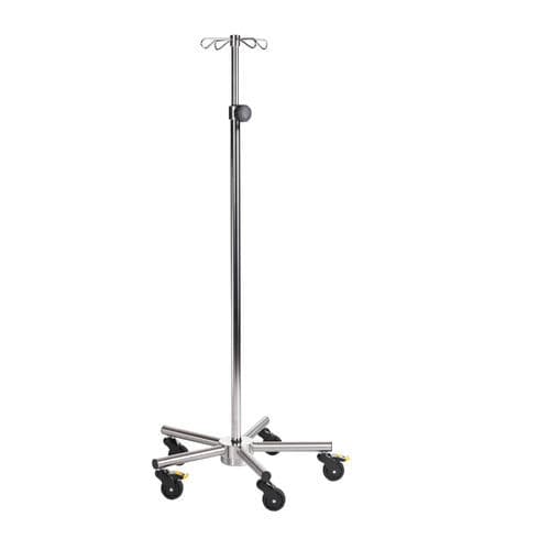 Suporte para soro com rodízios - SIMPO-CARE Mini - SIMPEX - 4 ganchos / em inox / com altura regulável