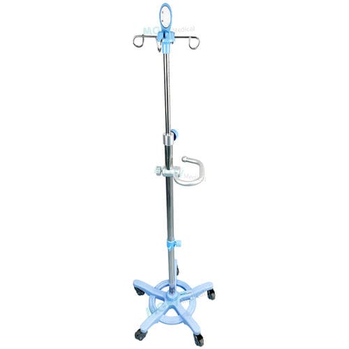 Suporte para soro com rodízios - ASF1B - Medige International Industries - 2 ganchos / em inox / em alumínio