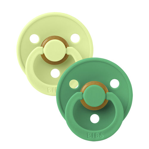 Chupeta em látex - BIBS - de bico redondo / verde / +6 meses