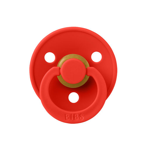 Chupeta em látex - BIBS - de bico redondo / vermelha / +6 meses