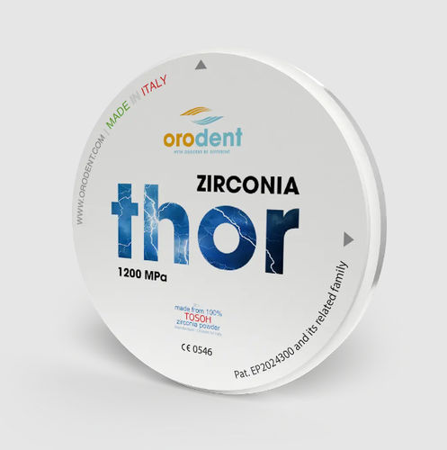 Material dentário em zircônia - Thor  - Orodent srl - para pontes dentárias / para coroas dentárias / gengival