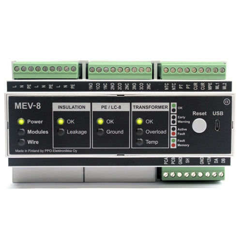 Dispositivo supervisor de isolamento para bloco operatório - MEV&reg;-8 - PPO-Elektroniikka Oy - para unidade de cuidados intensivos / para instalações de estabelecimentos médicos do grupo 2 (áreas críticas) / IEC 60364-7-710