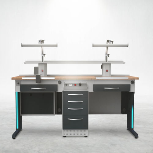 Estação de trabalho para laboratório dentário com prateleiras - TM3H - A4 Dental - com iluminação / com gavetas / dupla