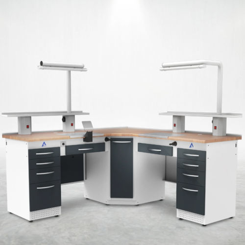Estação de trabalho para laboratório dentário com prateleiras - LM2 - A4 Dental - com iluminação / com gavetas / dupla