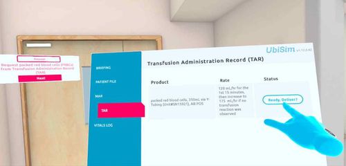 Software para treinamento - Blood Administration Tutorial - UbiSim - de simulação / de registro clínico / para enfermagem