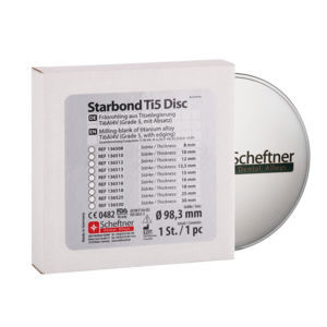 Material dentário em titânio - Starbond Ti5 Disc - scheftner dental - em liga metálica / para restauração dentária / de fresagem