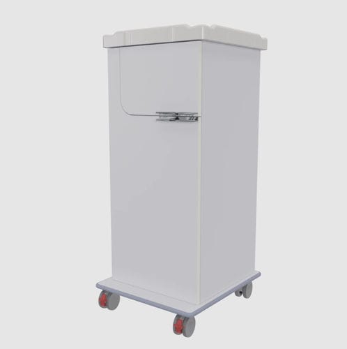 Mesa de cabeceira com rodízios - MT 713 - Metahospitalar - com gavetas / com armário