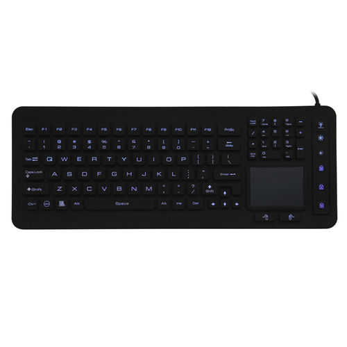Teclado com touchpad - JH-IKB98BL - Jinghong Industrial - em silicone / desinfetável / com retroiluminação LED