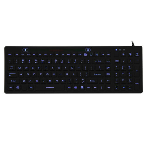 Teclado hospitalar com teclado numérico - JH-IKB106BL - Jinghong Industrial - em silicone / à prova de água / com retroiluminação LED