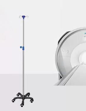 Suporte para soro com rodízios - Sun Medical Products - 2 ganchos / em inox / compatível com RM