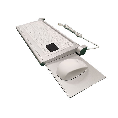 Teclado hospitalar com touchpad - B400-TR - Guangzhou GT-Interaction Technology Co., Ltd - em alumínio / lavável / desinfetável