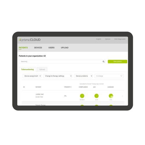 Software de gestão de dados - prisma CLOUD - Löwenstein Medical Technology GmbH + Co. KG - de segurança / médico-hospitalar / de telemedicina