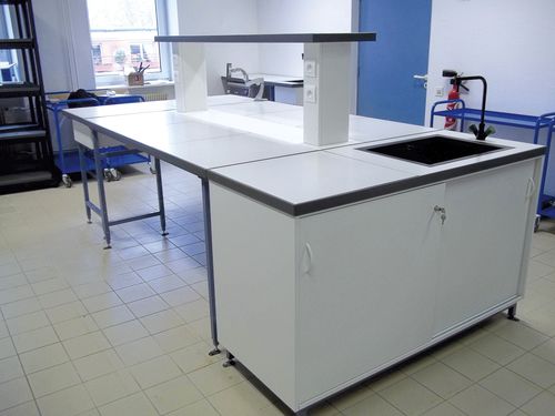 Bancada técnica de laboratório modular - 79060 series - JEULIN - com pia / freestanding / peninsular