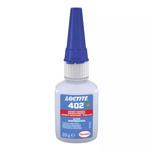 Cola de montagem médica de cianoacrilato - LOCTITE® 402 - Henkel - para dispositivos médicos descartáveis / para borracha / para metais
