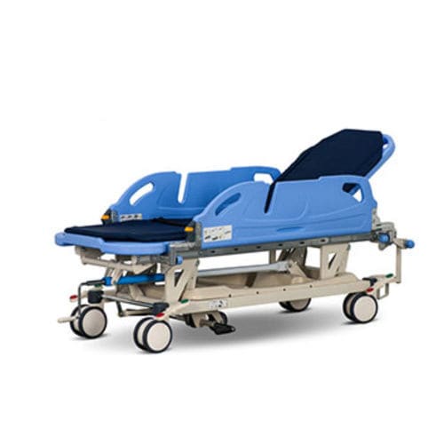 Carro-maca para transferência de pacientes - Tianjin Kangli Medical Instrument - hidráulico / com altura regulável / de 2 seções