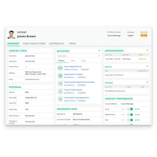 Software CRM - Dynamics 365 - ScienceSoft - de pesquisa de satisfação / médico-hospitalar / para estabelecimento de saúde