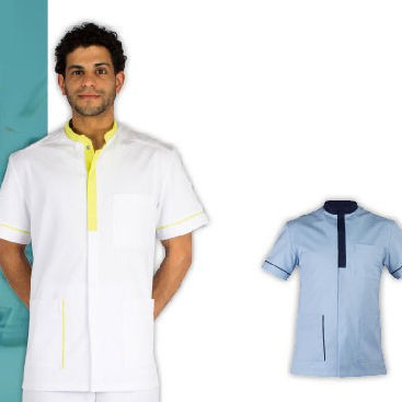 Camisa hospitalar unissexo - MACA - FIL'MED - em poliéster / em algodão / branca