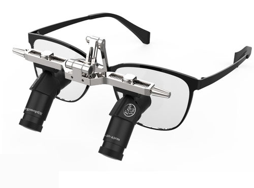 Lupa cirúrgica com armação - Ergo-Vue Flip - 4.0x - ErgonoptiX Alon Sabsay - Flip-Up / com fotóforo